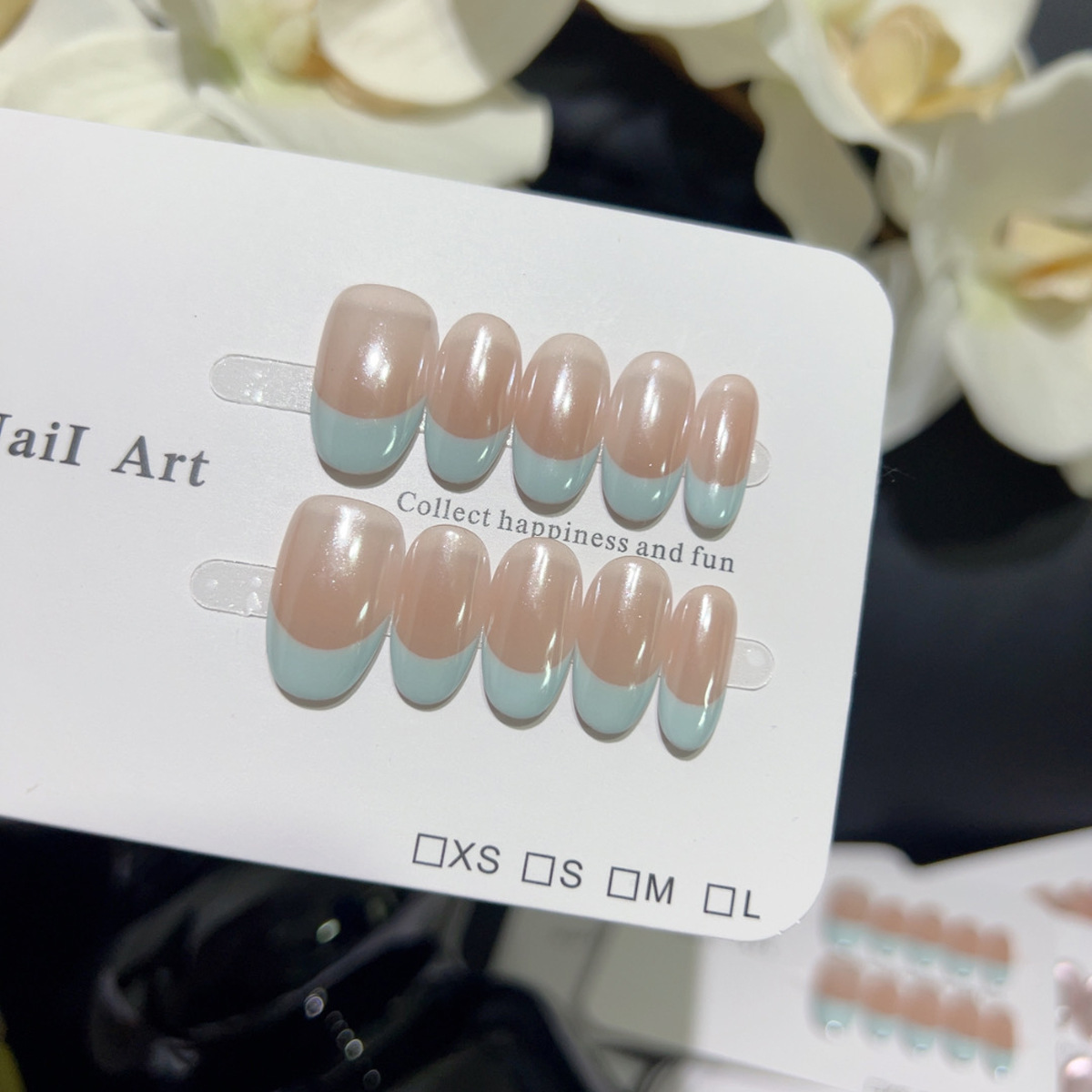 Nail Art Cat Eye Pink - Set de 10 Uñas Postizas Francesas