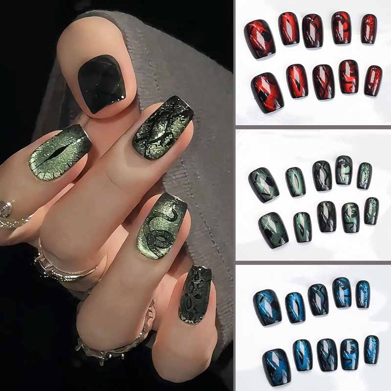 10 Uds estilo oscuro viento fr - Nail Art Emerald Blue reseña y precio