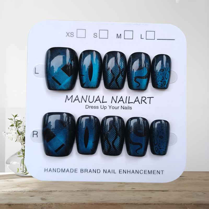 10 Uds estilo oscuro viento fr - Nail Art Emerald Blue reseña y precio