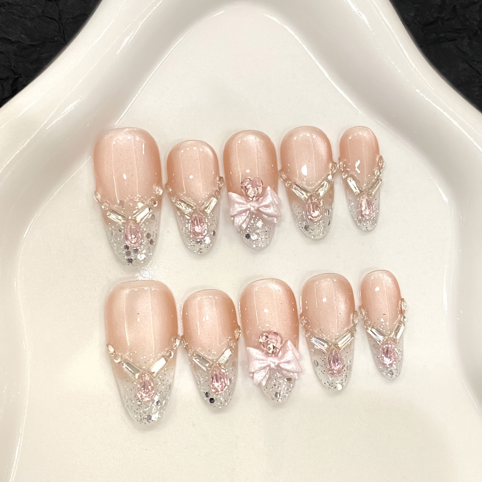 Uñas postizas artesanales con  - Nail Art Cat Eye Pink reseña y precio