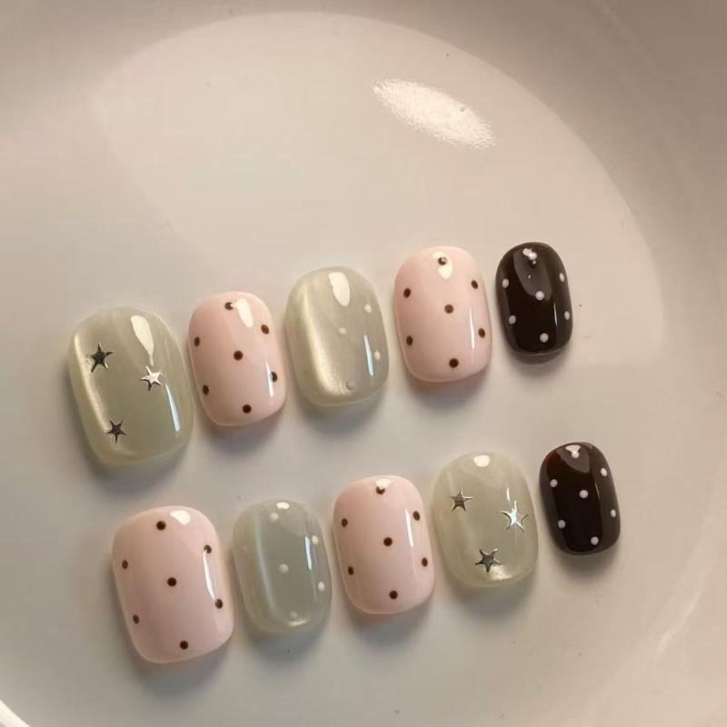 /Vly/10 Uñas Postizas de Gato  - Nail Art Cat Eye Pink reseña y precio