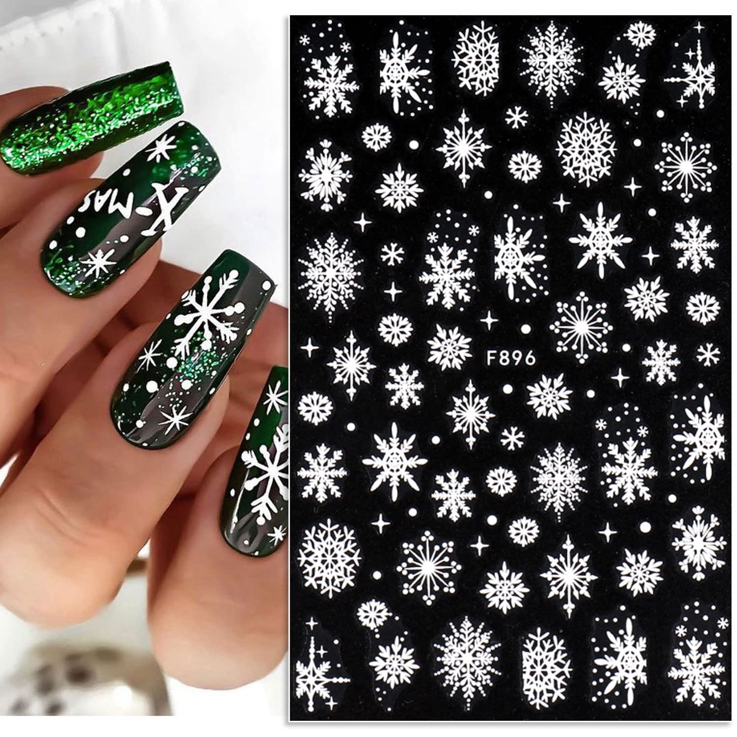 Calcomanías 3D de copos de nie - Nail Art Xmas Design reseña y precio