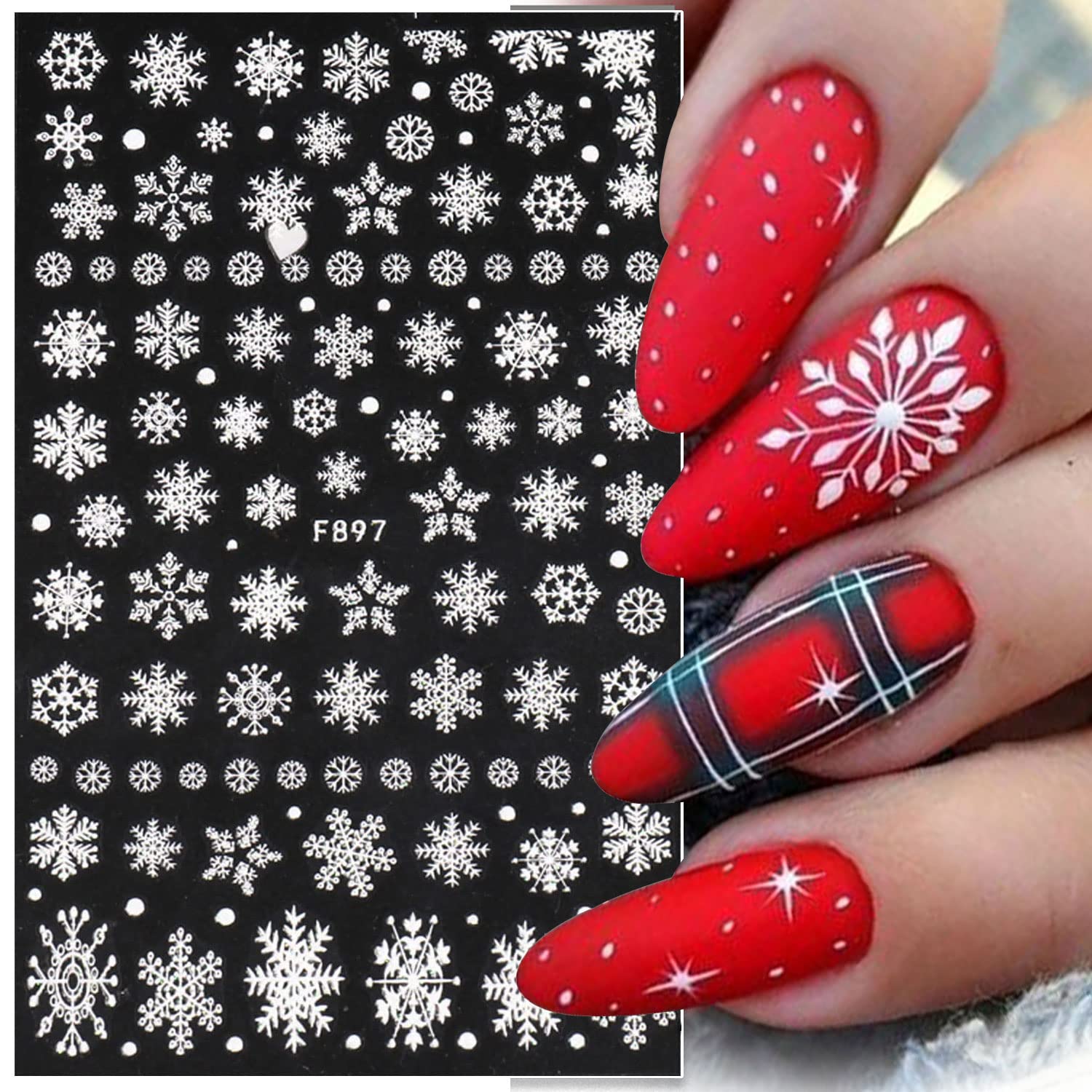 Calcomanías 3D de copos de nie - Nail Art Xmas Design reseña y precio